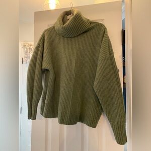 Polo Ralph Lauren Women Medium Sage Green Turtleneck Wool Cashmere Knit Sweater